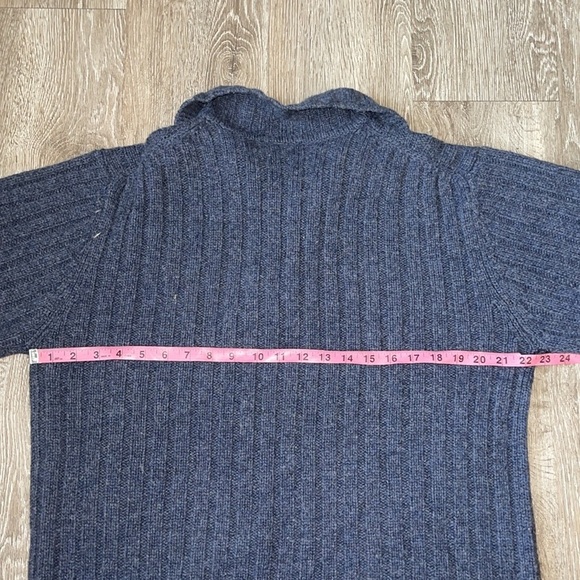 SUNDANCE 100% lambs Wool quarter Zip Cable Knit Sweater smedium blue pullover - Picture 5 of 6